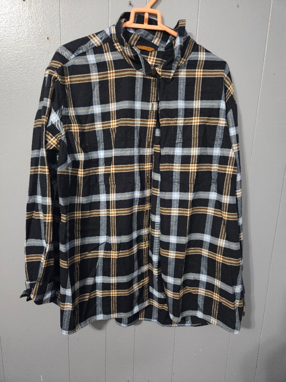 L.L.Bean Men's Black Plaid Flannel Casual Button Down Shirt